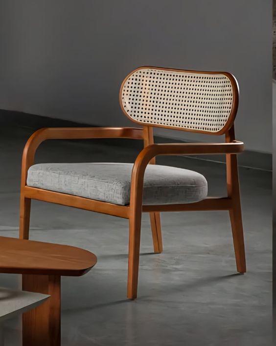 Modern Cane-Back Lounge Chair