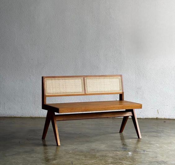 Nora Cane-Back Wooden Bench