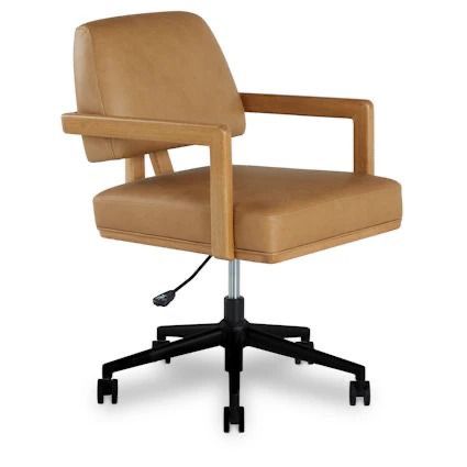 Modern Tan Leather Office Chair