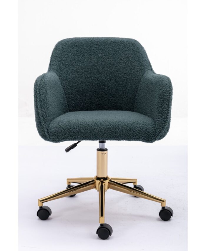 Bouclé Upholstered Gold-Base Swivel Chair