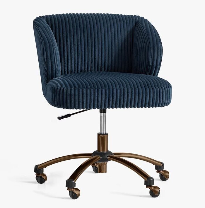 Ribbed Velvet Swivel Office Chair