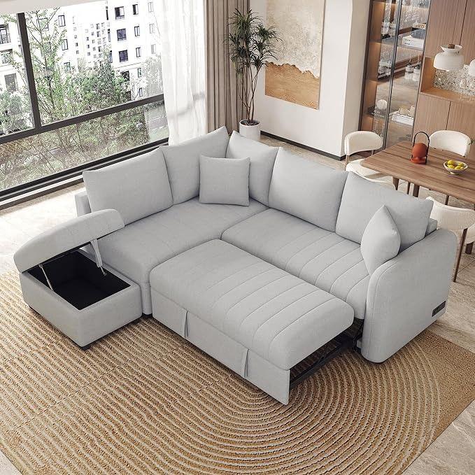 Cloud Grey Modular Storage Sofa Bed