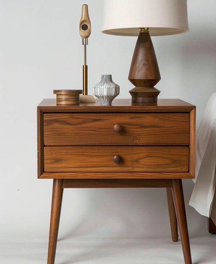 Midora Mid-Century Walnut Bedside Table