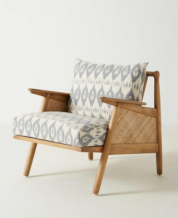 Ikat Weave Cane Lounge Chair
