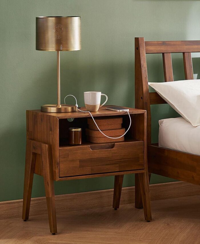 Nova Open-Shelf Walnut Bedside Table