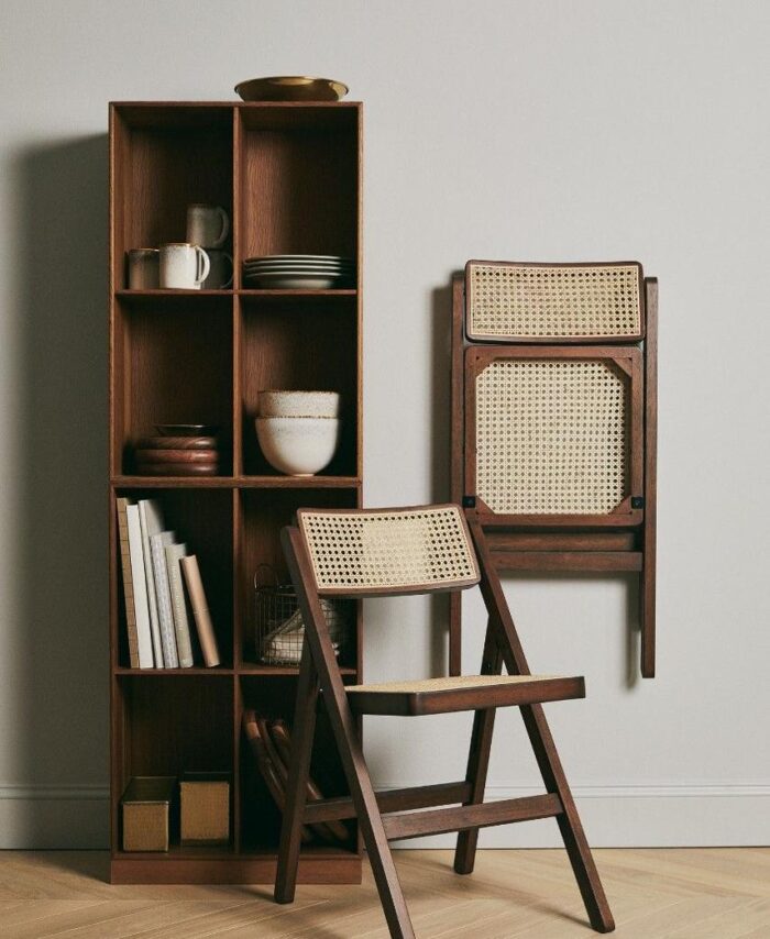 Foldable Wood & Cane Dining Chair