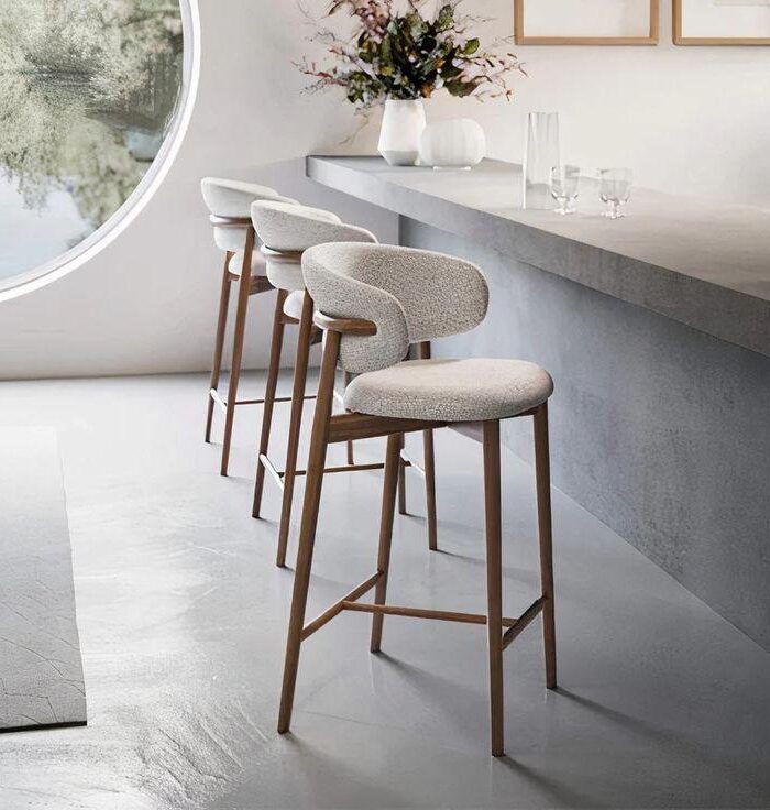 Curve-Back Upholstered Bar Stool