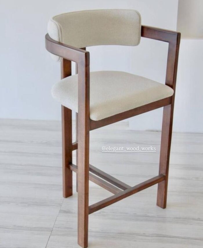 Modern Walnut Upholstered Bar Chair