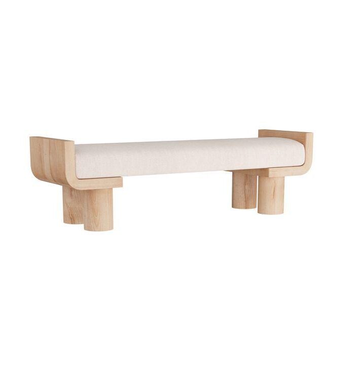 Lume Sculpted Wood Upholstered Bench