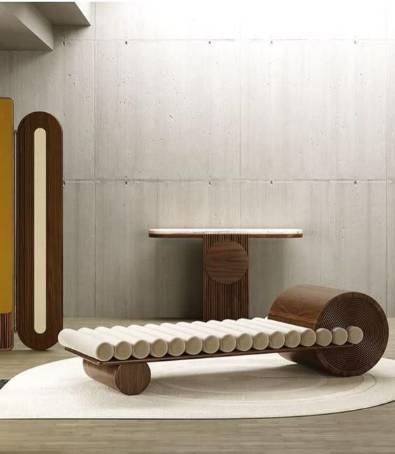 Axis Sculptural Wood Lounge Chaise